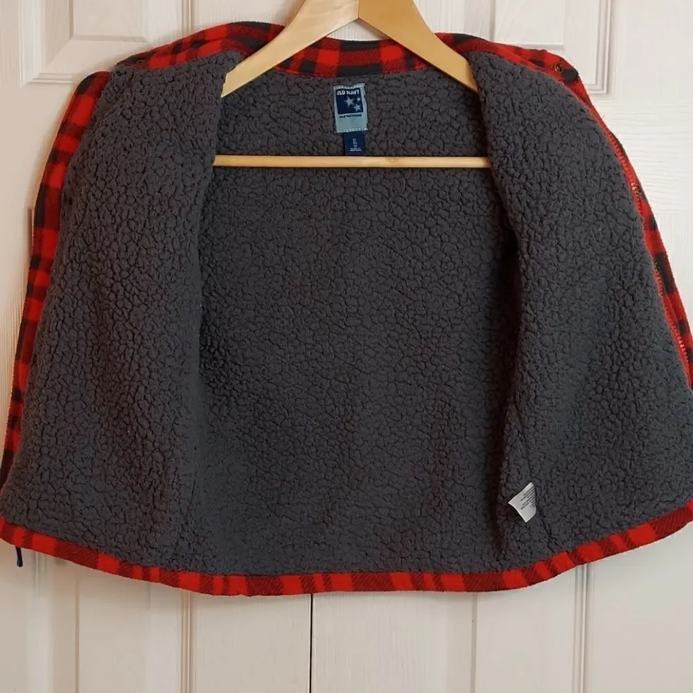 Old Navy Red Gray Buffalo Check Plaid Shacket 5T